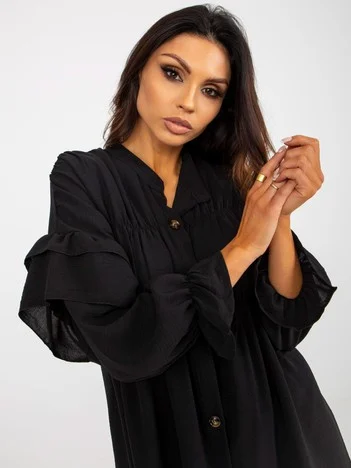 Camasa Dama Maneca lunga, Boho, Och Bella, Negru Eleganta Office