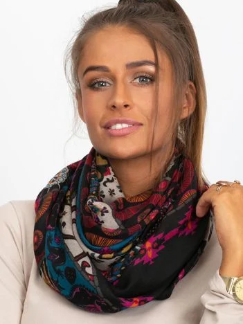 Bandana Dama Imprimat, Viscoza, Fashion Hunters, Negru
