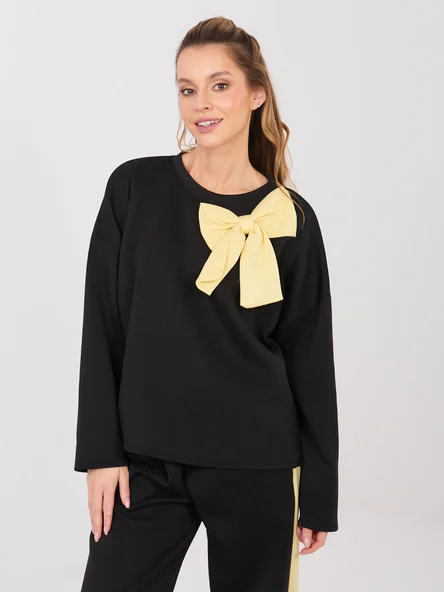 Hanorac Dama Maneca lunga, Dantela, RUE PARIS, Negru Casual