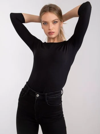 Bluza Dama Maneca 3/4, Decolteu rotund, BASIC FEEL GOOD, Negru Eleganta Office