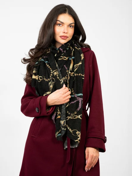 Bandana Dama Imprimat, Acril, Fashion Hunters, Negru