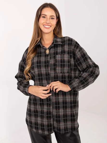 Camasa Dama Maneca lunga, Carouri, MODA ITALY, Negru Eleganta Office