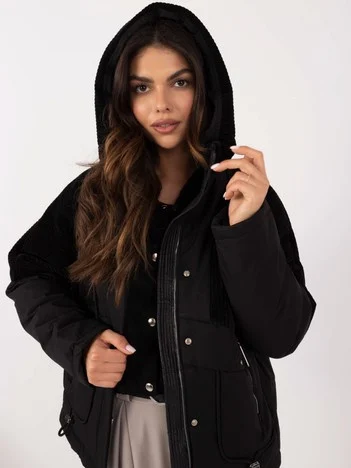 Jacheta Dama Guler inalt, Poliester, Vaston, Negru Casual