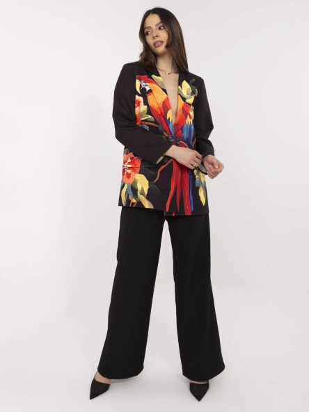 Sacou Dama Maneca lunga, Guler inalt, ITALY MODA, Negru de Vara