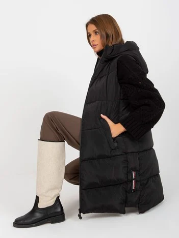 Vesta Dama Fara maneci, Guler inalt, MINORITY, Negru Casual Marimi Mari