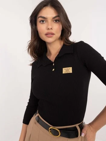 Bluza Dama Maneca 3/4, Dungi, RELEVANCE, Negru Eleganta Office