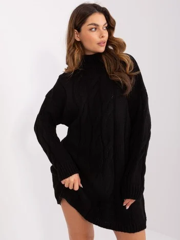 Rochie Dama Maneca lunga, Guler inalt, RUE PARIS, Negru Eleganta Office