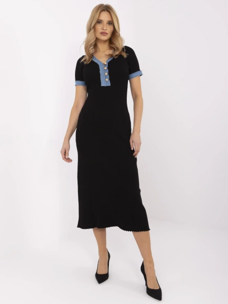 Rochie Dama Midi, Dungi, Vinceotto, Negru Eleganta Office
