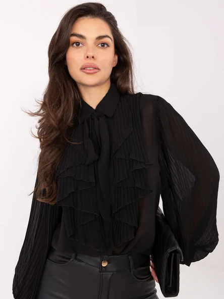 Camasa Dama Maneca lunga, Elegant, ITALY MODA, Negru Eleganta Office