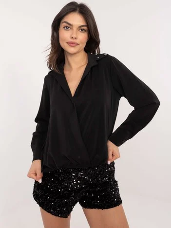 Camasa Dama Maneca lunga, Elegant, ITALY MODA, Negru Eleganta Office
