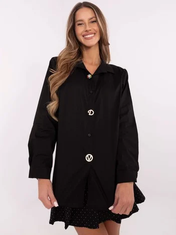 Camasa Dama Maneca lunga, Elegant, ITALY MODA, Negru de Petrecere