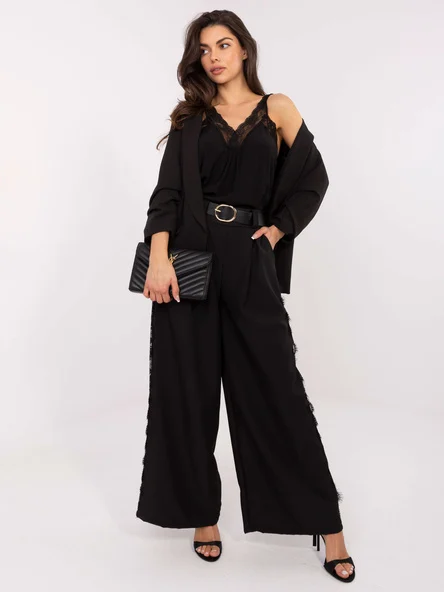 Pantaloni Dama Dantela, Elegant, ITALY MODA, Negru Eleganta Office