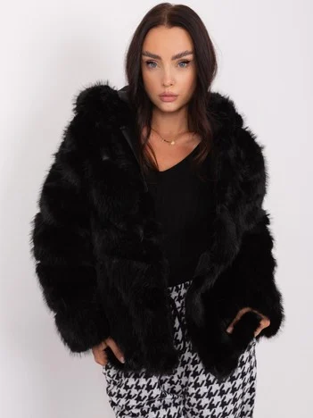 Jacheta Dama Maneca lunga, Guler inalt, Wool Fashion Italia, Negru de Vara Marimi Mari