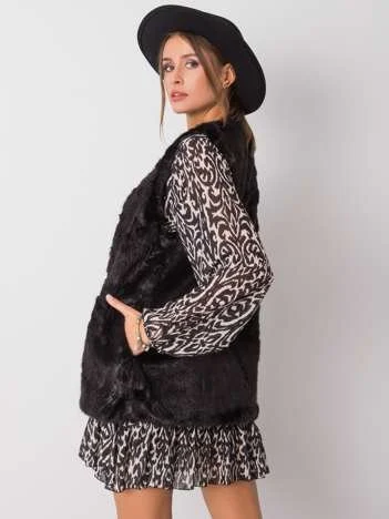 Vesta Dama Fara maneci, Elegant, Wool Fashion Italia, Negru Eleganta Office Marimi Mari