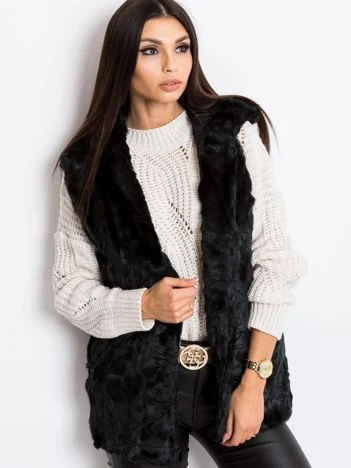 Vesta Dama Fara maneci, Elegant, Wool Fashion Italia, Negru Eleganta Office
