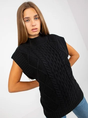 Vesta Dama Fara maneci, Guler inalt, Sublevel, Negru Eleganta Office