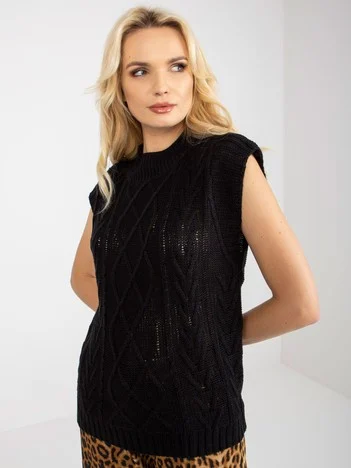 Vesta Dama Fara maneci, Guler inalt, Sublevel, Negru Eleganta Office