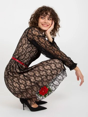 Rochie Dama Maxi, Dantela, LAKERTA, Negru de Ocazie Nunta