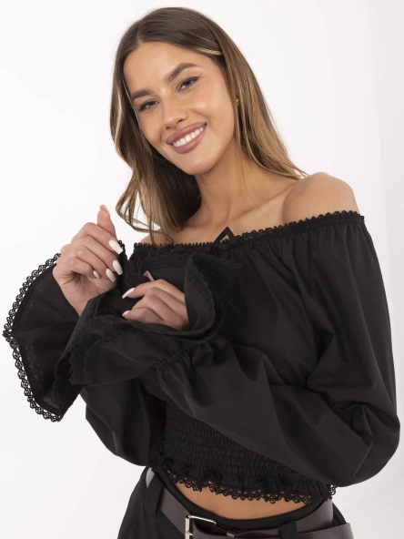 Bluza Dama Mini, Dantela, LAKERTA, Negru Eleganta Office