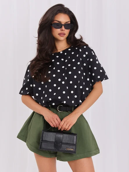 Bluza Dama Mini, Buline, ITALY MODA, Negru Eleganta Office