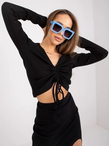 Bluza Dama Maneca lunga, Dungi, Och Bella, Negru Eleganta Office