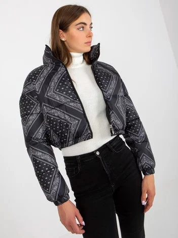 Jacheta Dama Mini, Guler inalt, MINORITY, Negru Casual