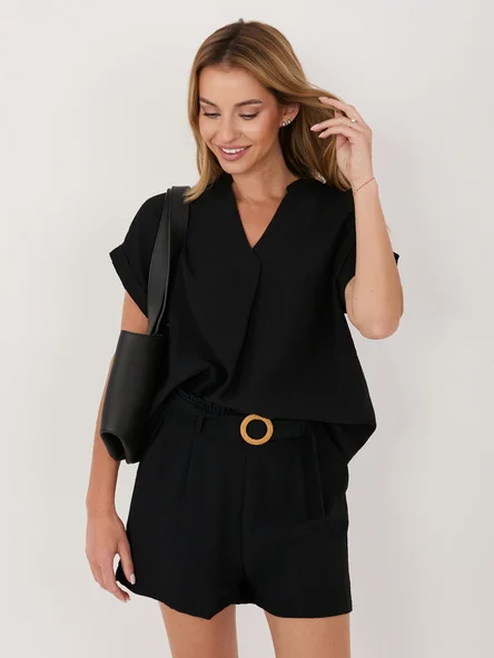 Bluza Dama Mini, Decolteu in V, Sublevel, Negru Marimi Mari