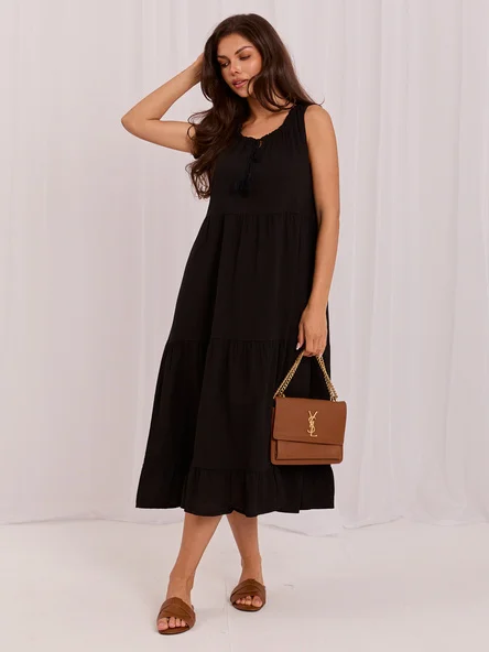 Rochie Dama Midi, Lejera, ITALY MODA, Negru de Vara
