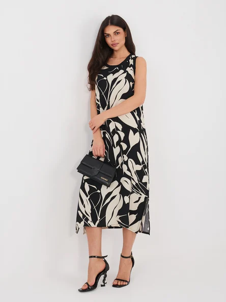 Rochie Dama Midi, Alta croiala, Sublevel, Negru de Vara