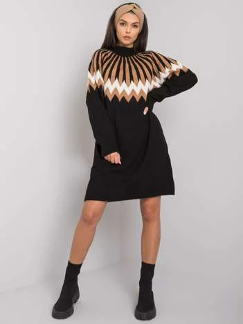 Rochie Dama Maxi, Geometric, RUE PARIS, Negru Casual