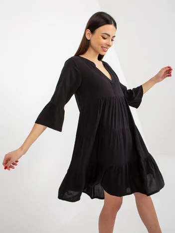 Rochie Dama Maneca 3/4, Oversize, Sublevel, Negru de Vara