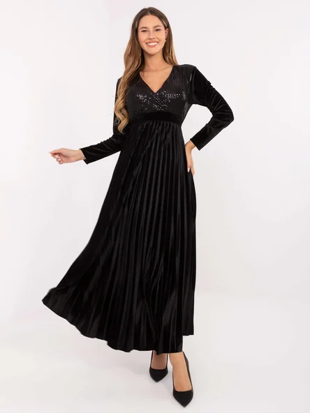 Rochie Dama Maxi, Paiete, MODA ITALY, Negru de Petrecere