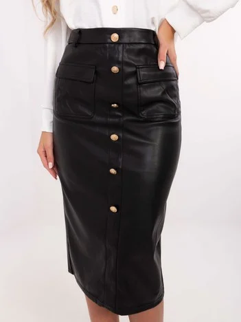 Fusta Dama Midi, Elegant, Trendy. ING, Negru Eleganta Office
