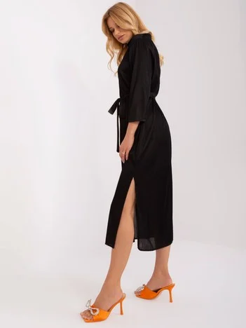 Rochie Dama Midi, Dungi, LAKERTA, Negru de Sarbatori