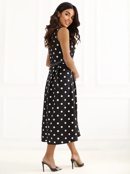 Rochie Dama Midi, Buline, ITALY MODA, Negru Eleganta Office