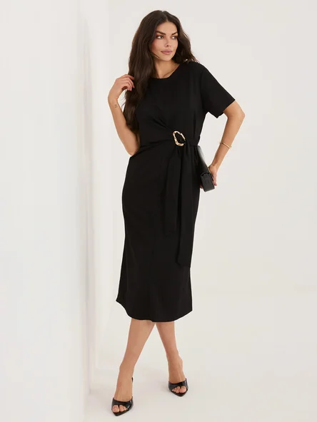 Rochie Dama Midi, Rochie dreapta, MODA ITALY, Negru de Vara