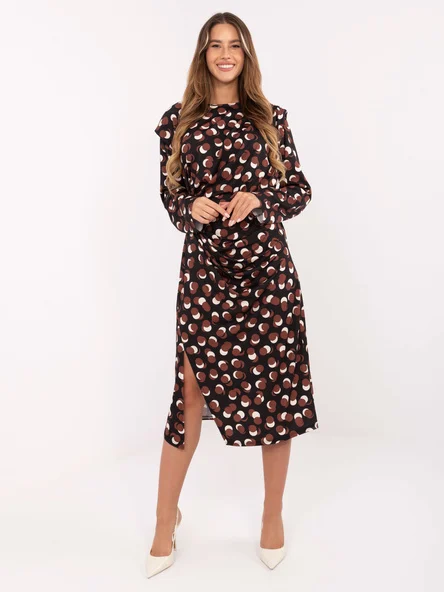 Rochie Dama Maxi, Geometric, RUE PARIS, Negru Eleganta Office