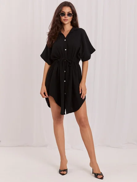 Rochie Dama Mini, Oversize, ITALY MODA, Negru de Vara