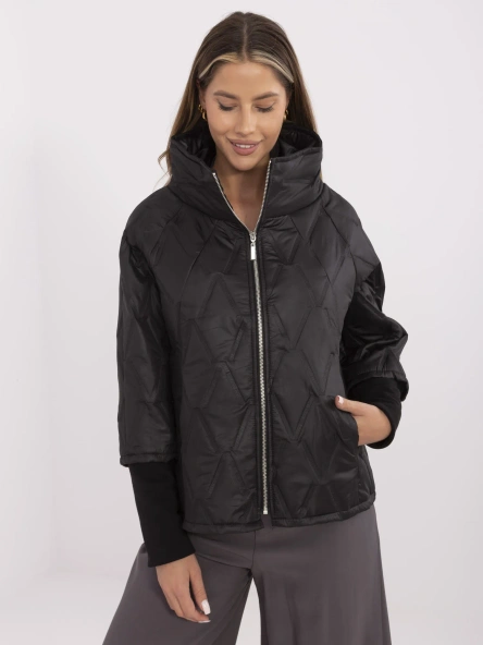Jacheta Dama Maneca lunga, Guler inalt, ITALY MODA, Negru Eleganta Office