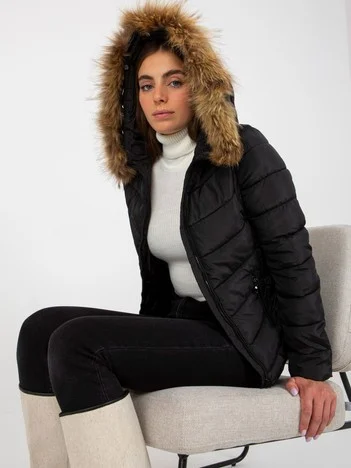 Jacheta Dama Maneca lunga, Guler inalt, MINORITY, Negru Casual Marimi Mari