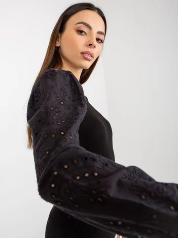 Bluza Dama Maneca lunga, Dungi, Och Bella, Negru Eleganta Office