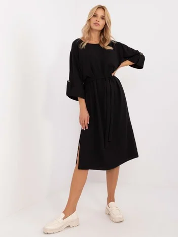 Rochie Dama Midi, Rochie dreapta, LAKERTA, Negru Eleganta Office