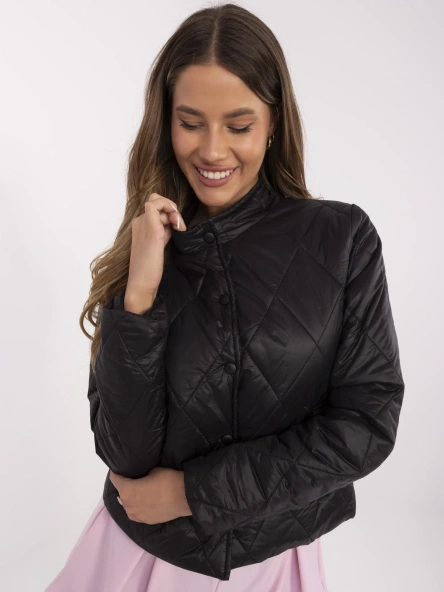 Jacheta Dama Mini, Guler inalt, ITALY MODA, Negru Eleganta Office
