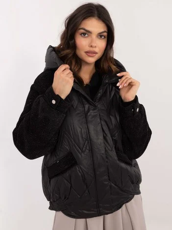 Jacheta Dama Guler inalt, Poliester, Vaston, Negru Casual