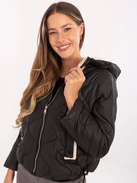 Jacheta Dama Mini, Guler inalt, Snow Moda, Negru Eleganta Office Marimi Mari
