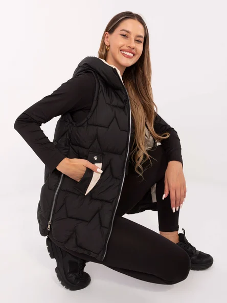 Vesta Dama Fara maneci, Guler inalt, Snow Moda, Negru de Vara Marimi Mari