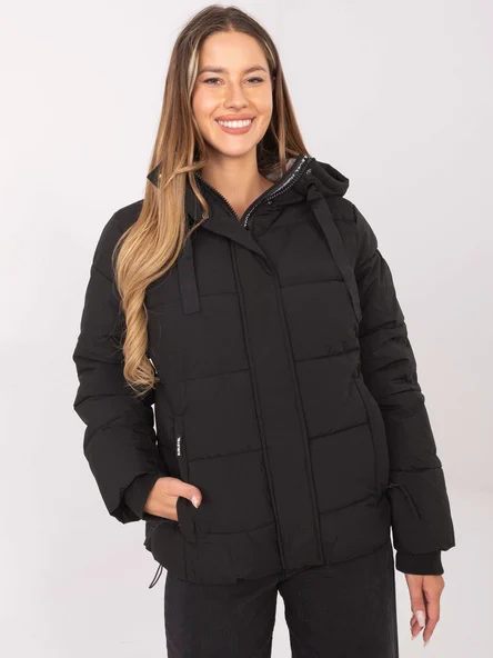 Jacheta Dama Guler inalt, Maneci bufante, Sublevel, Negru Casual Marimi Mari