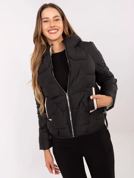 Jacheta Dama Maneca lunga, Guler inalt, Snow Moda, Negru de Vara Marimi Mari