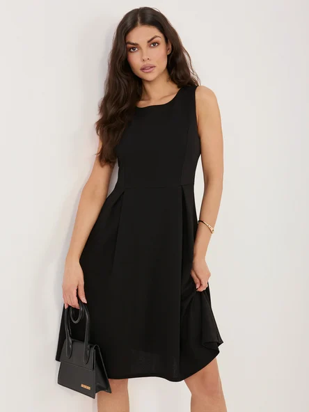 Rochie Dama Fara maneci, Lejera, MODA ITALY, Negru Eleganta Office