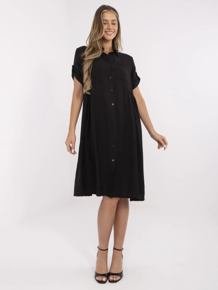 Rochie Dama Midi, Lejera, ITALY MODA, Negru Eleganta Office